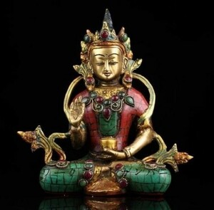 高級製品!仏像 銅器 【度母】チベット伝来 銅造 彫刻 祈る 開運 贈り物 置物 風水 飾り 美術品 伝統 仏教 魔よけ コレクション 古美術