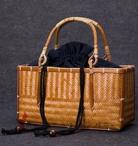 推薦◆竹編みバッグ 竹細工 收納 竹編包 小物入れ籠 ハンドバッグ 竹製品