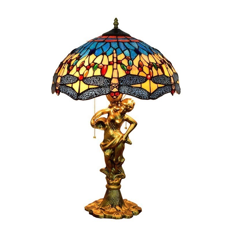 Gebeizte Lampe antike Blumen Buntglas Vintage Beleuchtung Möbel Tiffany retro, Handwerk, Kunsthandwerk, Glaskunst, Glasmalerei
