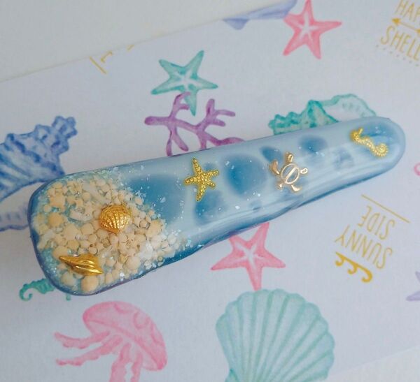 【ハンドメイド/即購入可】【レジン】ビーチ 海 カジュアル ヘアクリップ 夏