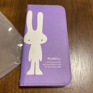 【在庫売り尽くし】 iPhoneケース スマホケース カバー 手帳型 iPhone14pro 手帳型ケース 紫 うさぎ ケース