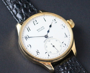 下取＆値引き交渉あり 1930年代 ロレックス懐中時計のムーブメント使用 カスタム時計 白文字盤 ゴールドケース＆エングレービング 腕時計