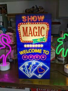 【Lサイズ】マジック 手品 マジシャン カフェ バー スナック パブ カード サイン ランプ 看板 置物 雑貨 ライトBOX 電飾看板 電光看板
