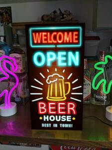 【Lサイズ】BEER 生ビール パブ スナック カフェ バー 居酒屋 店舗 自宅 酒 サイン ランプ 看板 置物 雑貨 ライトBOX 電飾看板 電光看板