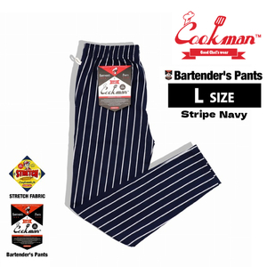 COOKMAN クックマン バーテンダーズパンツ Bartender's Pants Stripe Navy ストライプネイビー L 231-01865 ゆうパケット1点まで送料無料