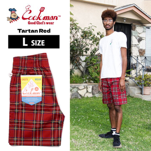 COOKMAN クックマン シェフパンツショーツ Chef Pants Short Tartan Red Lサイズ 231-11908 短パン ゆうパケット1点まで送料無料