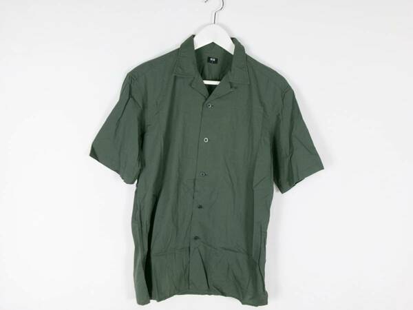 ユニクロ UNIQLO オープンカラーシャツ シンプル 331-414582 半袖 S オリーブ メンズ 中古 /EV