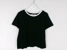 ジュノア JUNOAH カットソー Tシャツ リブT リンガー バイカラー 半袖 XL ホワイト ブラック レディース 中古 /EX_画像1