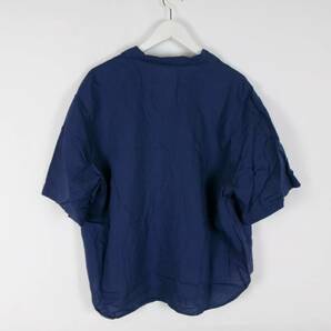 ユニクロ UNIQLO リネンブレンドオープンカラーシャツ 231-445455 半袖 XXL ネイビー レディース 中古 /EXの画像5