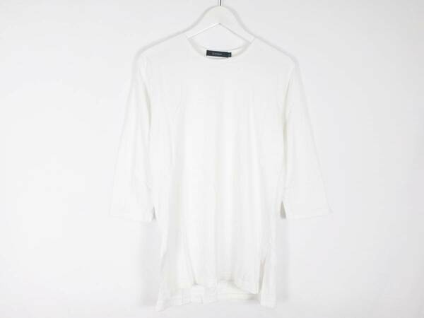 レイジブルー RAGEBLUE Tシャツ カットソー ロングTシャツ スリット クルーネック 七分袖 S ホワイト メンズ 中古 /EY