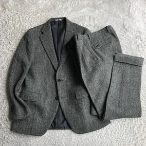 【美品】 スーツセレクト ハリスツイード セットアップ スーツ A7 L相当 美シルエット SUIT SELECT