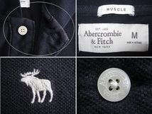 ★古着 日焼けの変色 色落ち 色あせ有り Abercrombie&Fitch アバクロンビー&フィッチ 半袖 ポロシャツ M ネイビー紺 鹿の子生地 刺繍ロゴ★_画像10