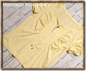 美品！！☆HIROKO KOSHINO　ヒロココシノ　リボン付きカットソー　黄☆