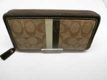 ■【YS-1】 COACH コーチ 長財布 ■ ラウンドファスナー 小銭入れ有　茶 ブラウン系　約19.5cm×9.5cm ■【同梱可能商品】■J_画像1