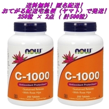 送料無料! 【 250粒 × 2個 ( 計 500粒 ) 】 sustained release ビタミンC 1000mg NOW : ローズヒップ配合 徐々に放出される徐放タイプ_画像1