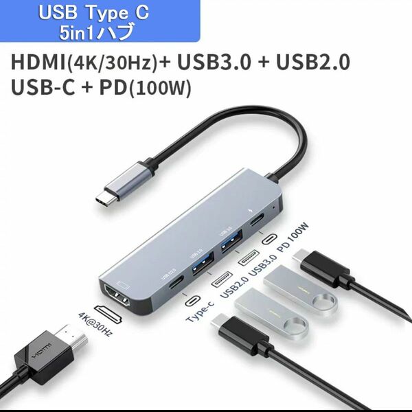 USB Type C ハブ PD充電(100w) 4K HDMI USB3.0 アダプタ USB変換 macbook mac 