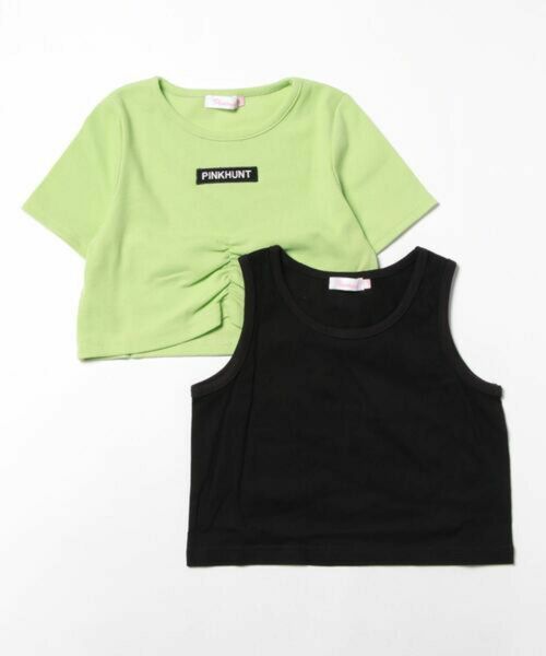 PINKHUNT タンクトップ付きリブTシャツ 8220K キッズ　レディース　トップス