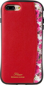 Natural design iPhone 8PLUS 7PLUS（5.5インチ）ケース FLAMINGO Wine red ワインレッド 衝撃吸収背面 PUレザー