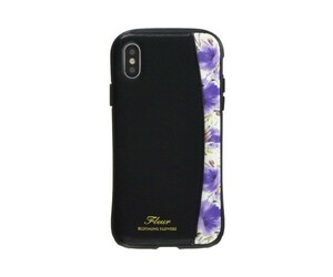 【在庫処分】 NATURAL design iPhoneX Xs (5.8インチ) ケース FLEUR ブラック 黒 衝撃吸収 耐衝撃 カードポケット iP8-FLEP01