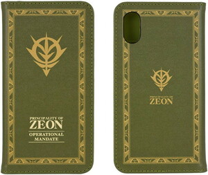  Mobile Suit Gundam Principality of Zeon military operation finger . paper iPhoneXR (6.1 -inch )f lip cover case notebook type green card pocket attaching PU leather gd-82b