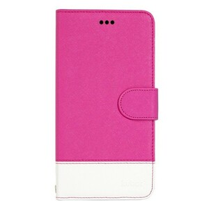 【在庫処分】 オウルテック iPhone6Plus iPhone6sPlus（5.5インチ）手帳型 ケース ピンク ホワイト レザー調スタンド機能 カードポケット付