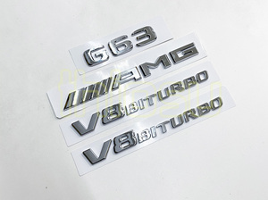 BENZ 社外品 W464 W463A AMG G63 V8 BITURBO×2 エンブレムセット Gクラス G350 G400 G550 リア トランク サイドエンブレム 純正同型 