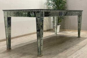 希少 煌びやかな全面ミラー仕様 最高級ダイニングテーブル 約200万円 6～8人用 ガラス装飾 鏡面仕上げ 鏡 大型テーブル 食卓机 店舗什器