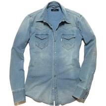 定価2.6万 junhashimoto × EDWIN SWEAT DENIM WESTERN SHIRT Sサイズ ジュンハシモト エドウィン スエットデニムシャツ wjk akm 1piu_画像1