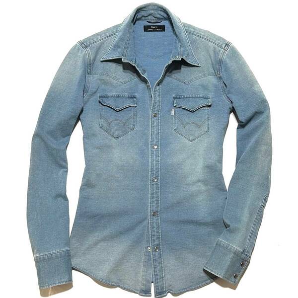 定価2.6万 junhashimoto × EDWIN SWEAT DENIM WESTERN SHIRT Sサイズ ジュンハシモト エドウィン スエットデニムシャツ wjk akm 1piu