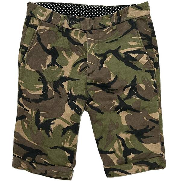 LEON掲載 定価3.2万 1piu1uguale3 NEW WAVE SWEAT CAMO SHORTS Ⅳ ニューウェーブスウェットカモショートパンツ ショーツ デニム wjk akm