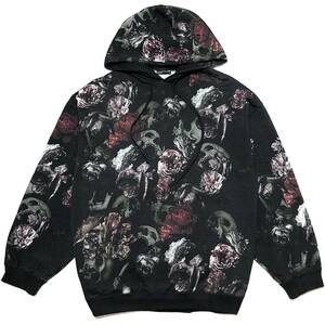 定価3.7万 LAD MUSICIAN INKJET FLOWER SKULL BIG PULLOVER PARKA ラッドミュージシャンインクジェットフラワースカルビッグパーカー