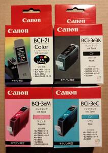 CANON キャノン インクカートリッジ 未使用 純正インク BCI 21 3e 黒 カラー マゼンタ シアン 計4箱セット 保管品 キヤノン canon