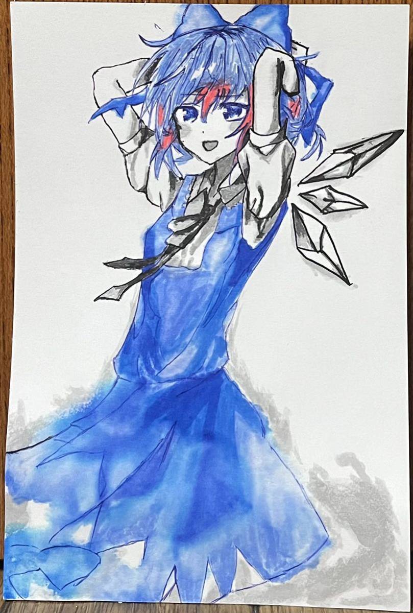 [Touhou Project] Cirno-chan Hand-Drawn artwork illustration (postcard) last!!, doujinshi, By title, Touhou Project