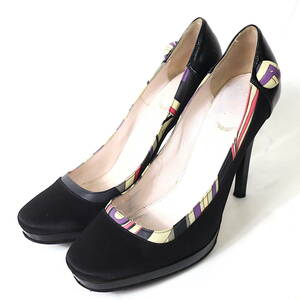 3-SF040 Emilio Pucci Emilio Pucci heel pumps black 37.5 lady's 