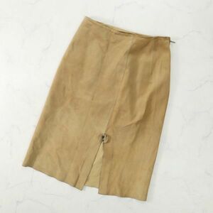 M3-WH013 Gucci GUCCI leather skirt beige 40 lady's 