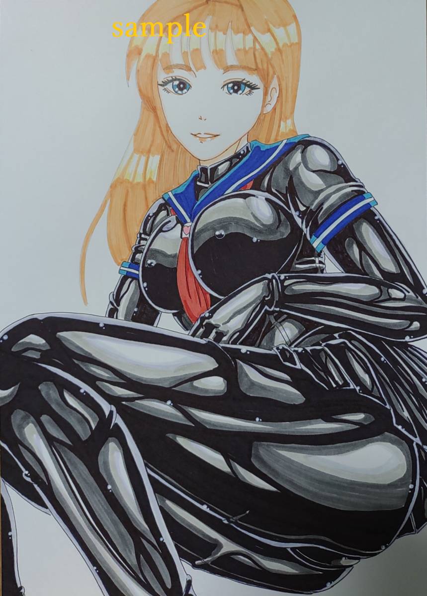 Ilustraciones incluidas Traje de marinero original de Bondage Girl / Doujin Ilustración dibujada a mano Fan Art fetiche de bondage Fetiche de esmalte de goma, historietas, productos de anime, ilustración dibujada a mano