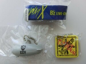 B’z ガチャガチャ　ネックピース(ブルー) ＆バッグハンガーチャーム(イエロー)＆飛行船キーホルダー