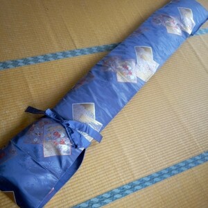 * koto cover koto oil single (...) silk double-woven obi remake wistaria color ground square fancy cardboard pattern embroidery 