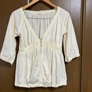 navy natural トップス アイボリー カーディガン L 七分袖