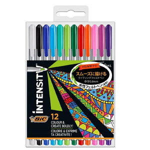 水性ペン フェルトペン 0.8mm 中字 12色 BIC ビック Intensity インテンシティ ITS-FEPMDPK12/1356ｘ２個セット/卸/送料無料