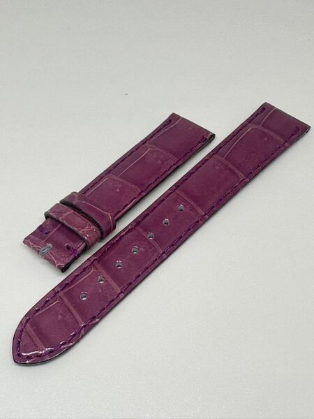 腕時計ベルト 15mm クロコダイル 竹ふ ラベンダー 時計ベルト 日本製 職人仕立て