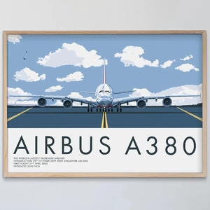 G2969 飛行機 A380 バー BAR レストラン キャンバスアートポスター 50×70cm イラスト インテリア 雑貨 海外製 枠なし