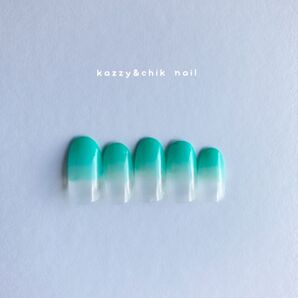 ネイルチップ 〜単色 No.45 MINT グラデーション〜 ミント 緑 シンプル カジュアル オフィス ネイルグミ 小物 爪