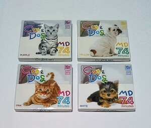 【新品MDディスク】DAISO Cat & Dog 高品質ディスクによる確かな録音 クリアに再生 74分 可愛い(犬ネコ)包装 4枚セット 未開封品 ☆☆☆