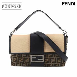 未使用 展示品 フェンディ FENDI ズッカ柄 バゲット 3way ショルダー ボディ バッグ キャンバス レザー ブラウン ベージュ 7VA478 90201399