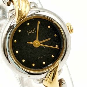 【電池切れ】NUI ヌイ イタリア製 クォーツ 腕時計 黒文字盤 コンビ レディース NA-127