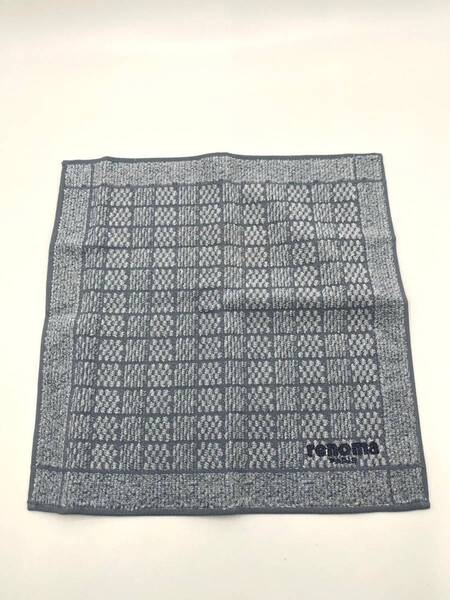 【シール付き未使用品】renoma レノマ タオルハンカチ ハンドタオル ロゴ刺繍 グレー系 スクエア メンズ W26 H26