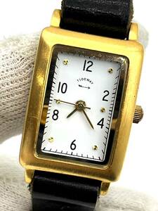 【電池切れ】TIDEWAY タイドウェイ クォーツ 腕時計 白文字盤 レザーベルト ゴールド×ブラック レディース