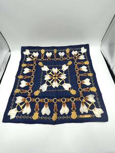 Celine Celine Handkerchief Bandana Blue Chain Pattern W47 H47