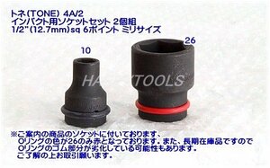 4A/2 在庫処分品 トネ(TONE) インパクト用ソケットセット 2個組 1/2”(12.7mm)sq 6ポイント ミリサイズ 代引発送不可 即日出荷 税込特価